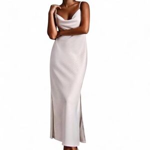Sachin and Babi ivory cowl neck midi dress